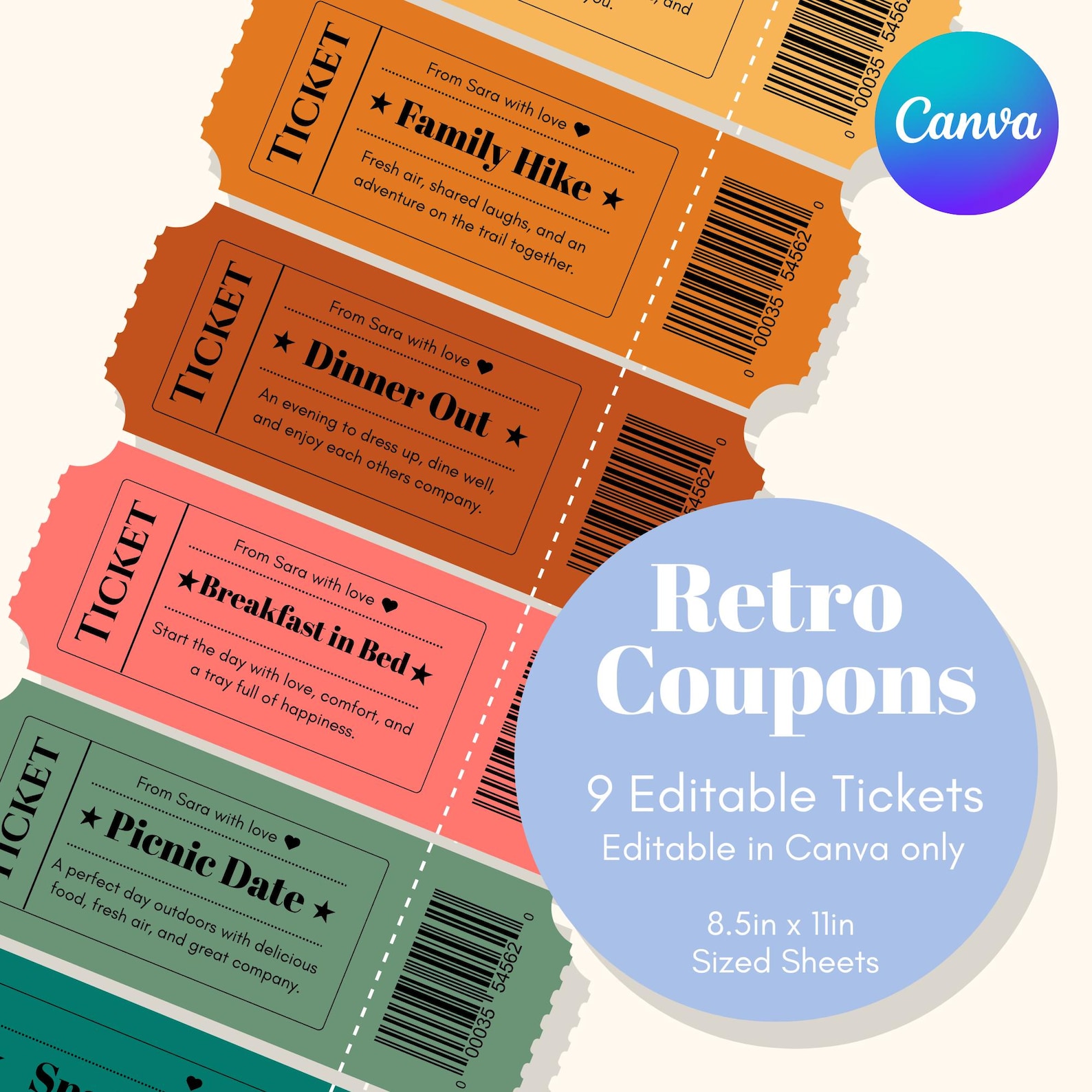 Retro Coupons Editable Template, Last Minute Gift, Coupon Book, Love ...