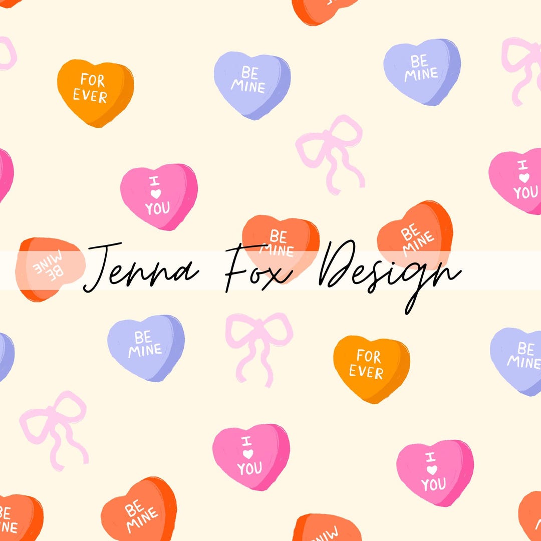 Valentines Day Seamless Pattern, Conversation Hearts Repeat, Fun Candy ...