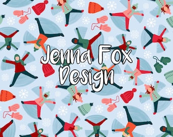 Naadloos sneeuwengelpatroon, naadloos winterpatroon, leuke kerstherhaling, vakantie wintersneeuw naadloos patroon, kerstsneeuwherhaling