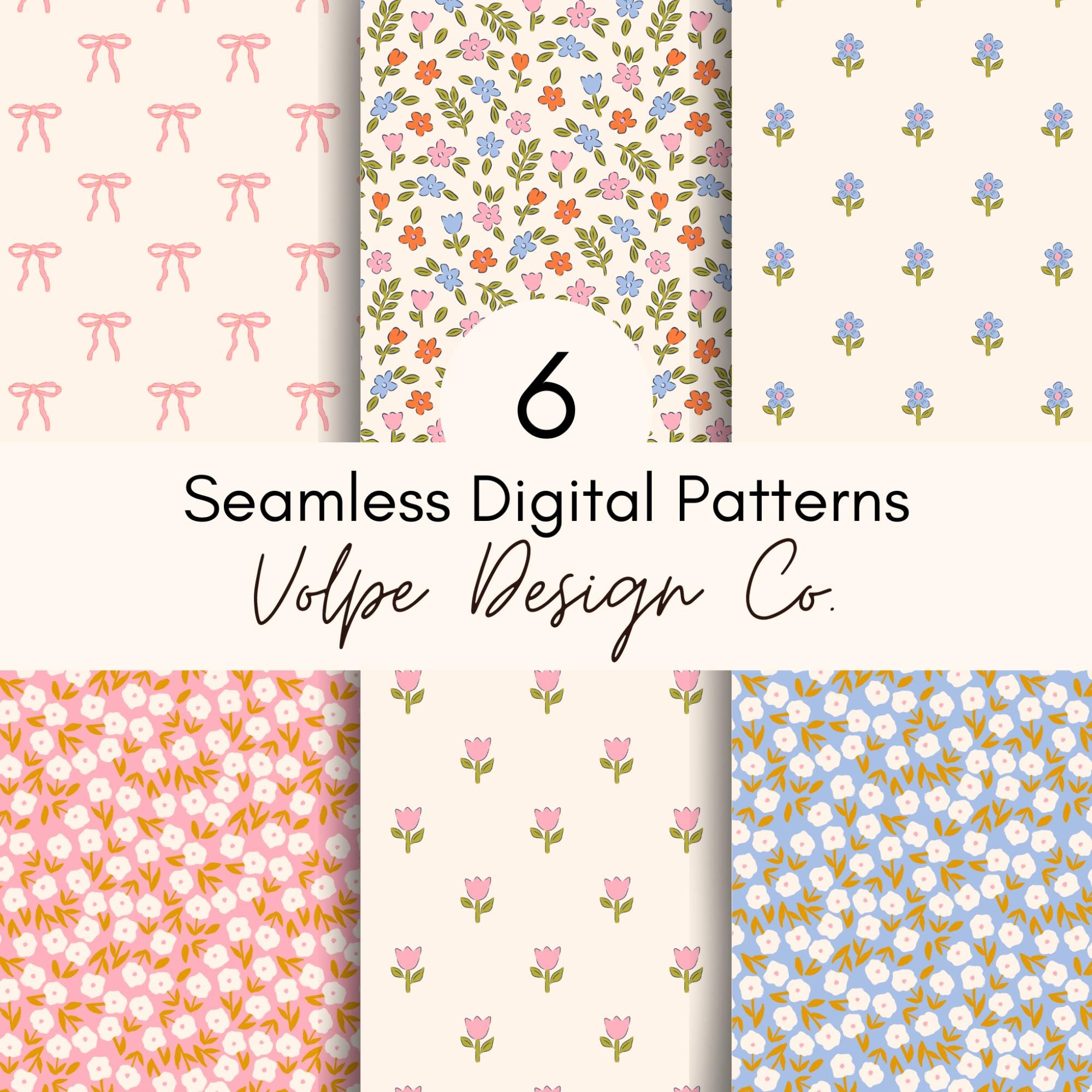 Ditsy Floral Seamless Pattern Bundle, Tiny Spring Cottagecore Floral ...