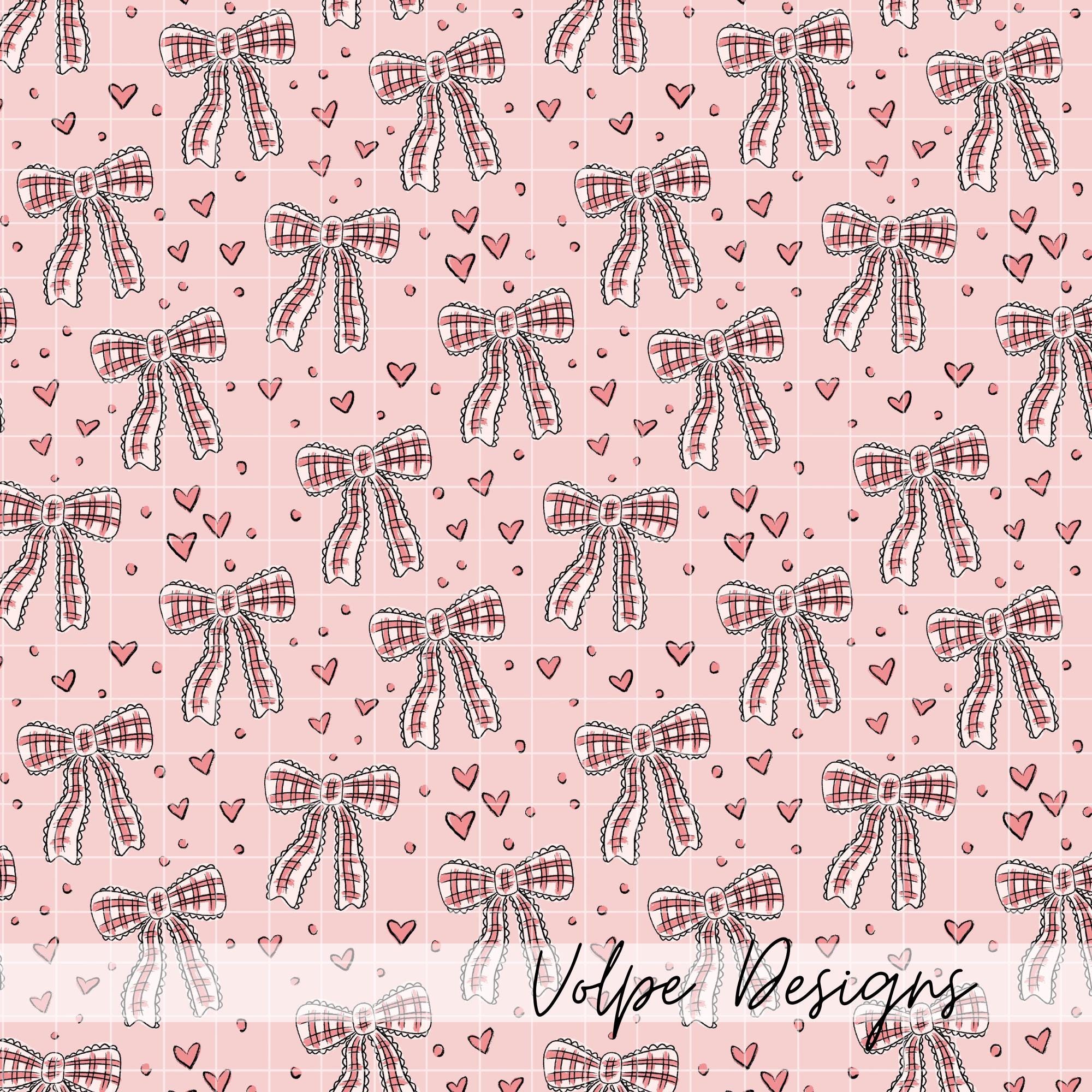 Pink Vintage Bows Seamless Pattern, Girly Coquette Bows, Valentine's ...