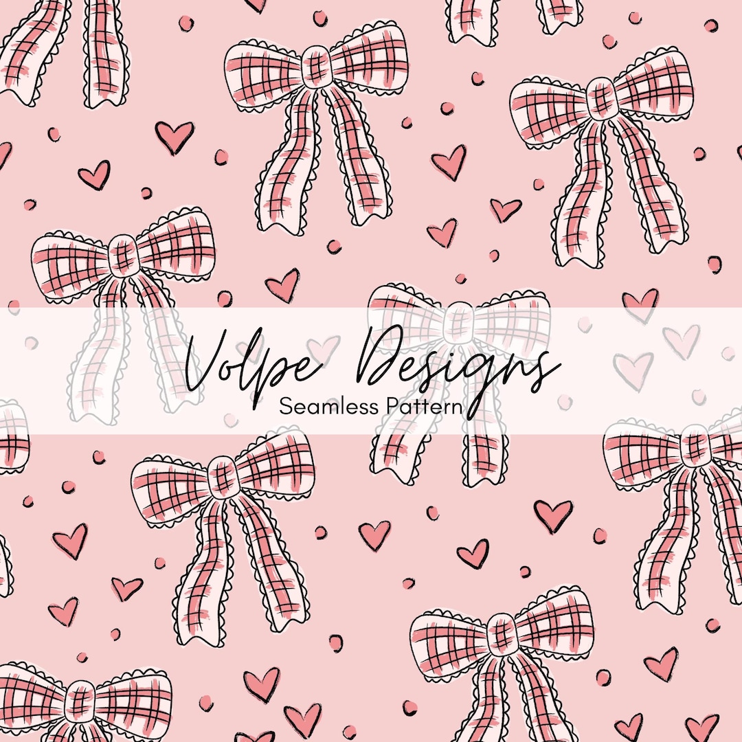 Pink Vintage Bows Seamless Pattern, Girly Coquette Bows, Valentine's ...