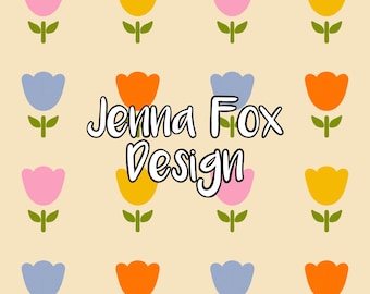 Retro tulpen naadloos patroon, naadloos bloemenpatroon, eenvoudige tulpen, retro bloemen, minimalistische bloemen, jaren '70 bloemen