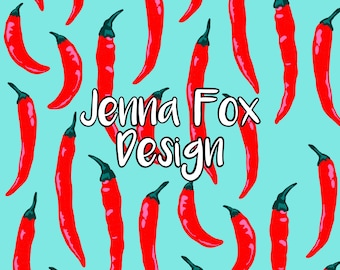 Chilipeper naadloos patroon, rode hete pepers, groenblauw en rode pepers, gekruid eten, pittige pepers, rode pepers, digitale bestanden