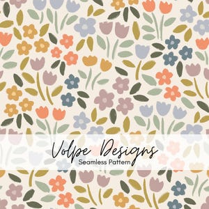 Flower Meadow Seamless File, Pastel Wildflower Seamless Pattern, Ditsy Floral Repeat, Garden floral repeat, crafting design, Digital Papers