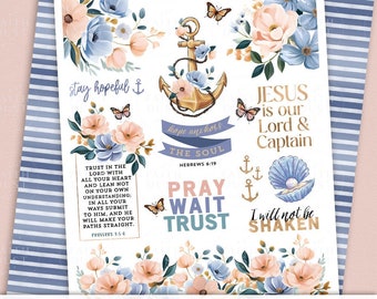 Anchor Printable Bible Journaling Stickers: Christian Faith Decals, Hope, Bible Study (PDF,JPG)