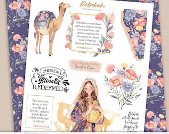Rebekah Printable Bible Journaling Stickers: Women of the Bible, Faith Study  (PDF,JPG)