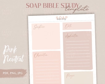 SOAP Bible Study Printable Template | Bible Journaling Christian | Faith Journal | Digital Planner | Bible Study Worksheet