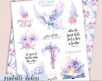 Holy Spirit Printable Stickers: Christian Bible Journaling, Devotion (PDF, JPG)