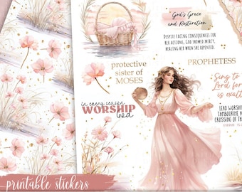 Miriam Printable Bible Journaling Stickers: Women of the Bible (PDF,JPG)