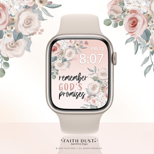 God's Promises Apple Watch Wallpaper Aesthetic | Christian Inspirational Wallpapers | Floral background watch graphics | Digital download