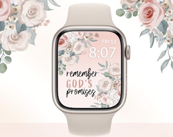 Floral Apple Watch Wallpaper: Christian Inspirational Quote (Digital Download)