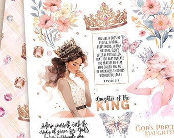Princess of God Stickers: Bible Journaling, Watercolor Crowns (Digital Download)