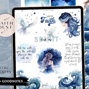 Faith Digitale Aufkleber: Meere, christliche Hingabe, Bibelzitate (GoodNotes, PNG)