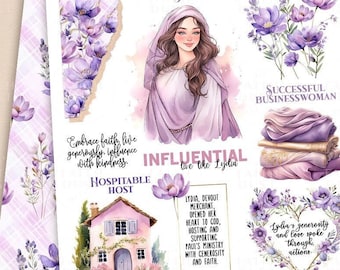 Lydia Bible Study Stickers: Christian Journaling, Women of the Bible, Printable (PDF,JPG)