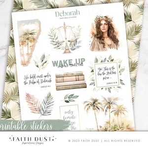 Deborah Printable Stickers, Women of the Bible, Bible Journaling Stickers, Bible Study, devotional printable, Christian stickers
