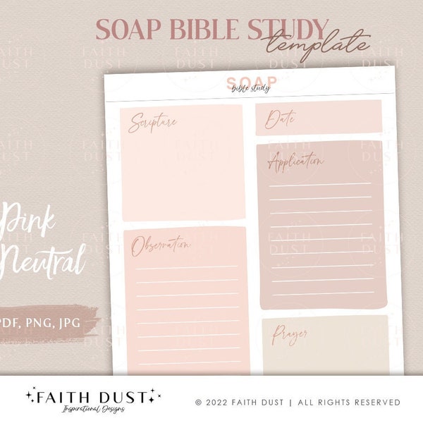 SOAP Bible Study Printable Template | Bible Journaling Christian | Faith Journal | Digital Planner | Bible Study Worksheet
