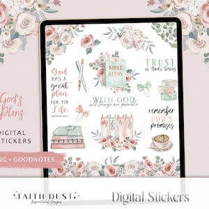 Christliche digitale Aufkleber: Bibel Journaling, Blumen Zitate (GoodNotes, PNG)