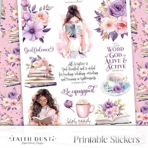 Pegatinas imprimibles de la Palabra de Dios, pegatinas del diario bíblico, libros, pegatinas de la Biblia, pegatinas del diario, estudio cristiano, Bujo, pdf, Godfidence