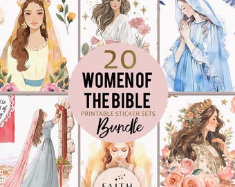 20 Women of the Bible Bundle -  Printable Bible Journaling Stickers: Women of the Bible (PDF, JPG)