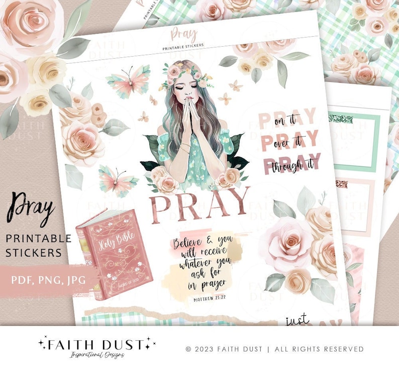Pray Printable Stickers Bible Journaling Stickers Etsy