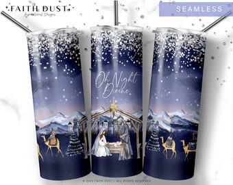 Nativity 20 oz Skinny Tumbler Wrap | Christian Christmas Baby Jesus Holy Night | PNG Sublimation Design Straight Tapered Seamless | Digital
