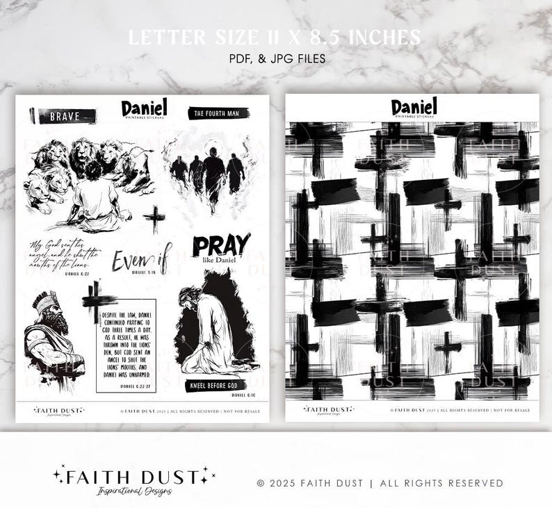 Daniel Scripture Template Daniel Printable Stickers, Men of the Bible, Bible Journaling Stickers ...