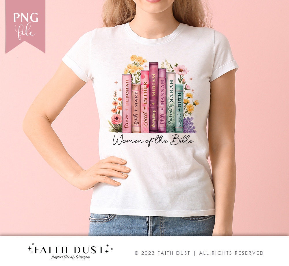 Women of the Bible Books Sublimation Design: Floral Christian PNG ...