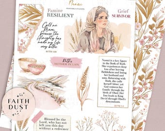 Naomi Bible Journaling Stickers: Printable Christian Scrapbooking, Women of the Bible (PDF, JPG)
