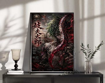 Poster Black Lightning Samurai, Dark Fantasy Demon Swordsman muurkunst
