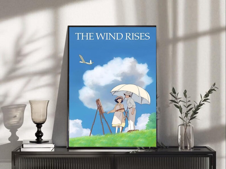 The Wind Rises Anime Movie Poster Blue Sky Cloud Airplane Romance Scene ...