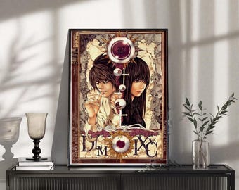 Anime Detective Wall Art, gothic manga posterprint, op Shinigami geïnspireerd decor, donker psychologisch animecadeau