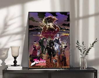 Póster de JoJo's Bizarre Adventure Stardust Crusaders, Dio Brando Anime Wall Art Print, Decoración de manga retro, Regalo de anime Jotaro Kujo