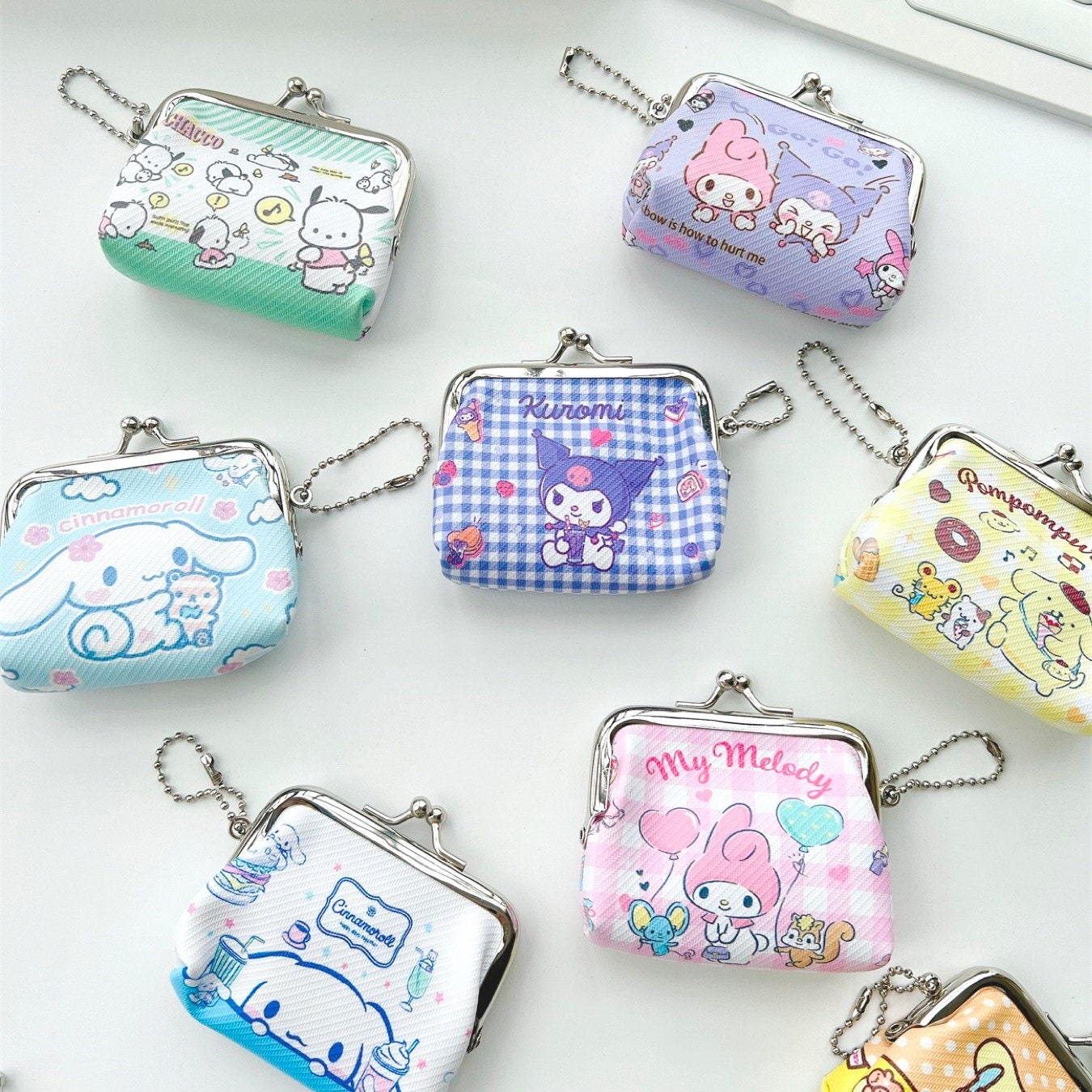 Kawaii Cute Character Square Coin Zipper Pouch Pad Pouch 