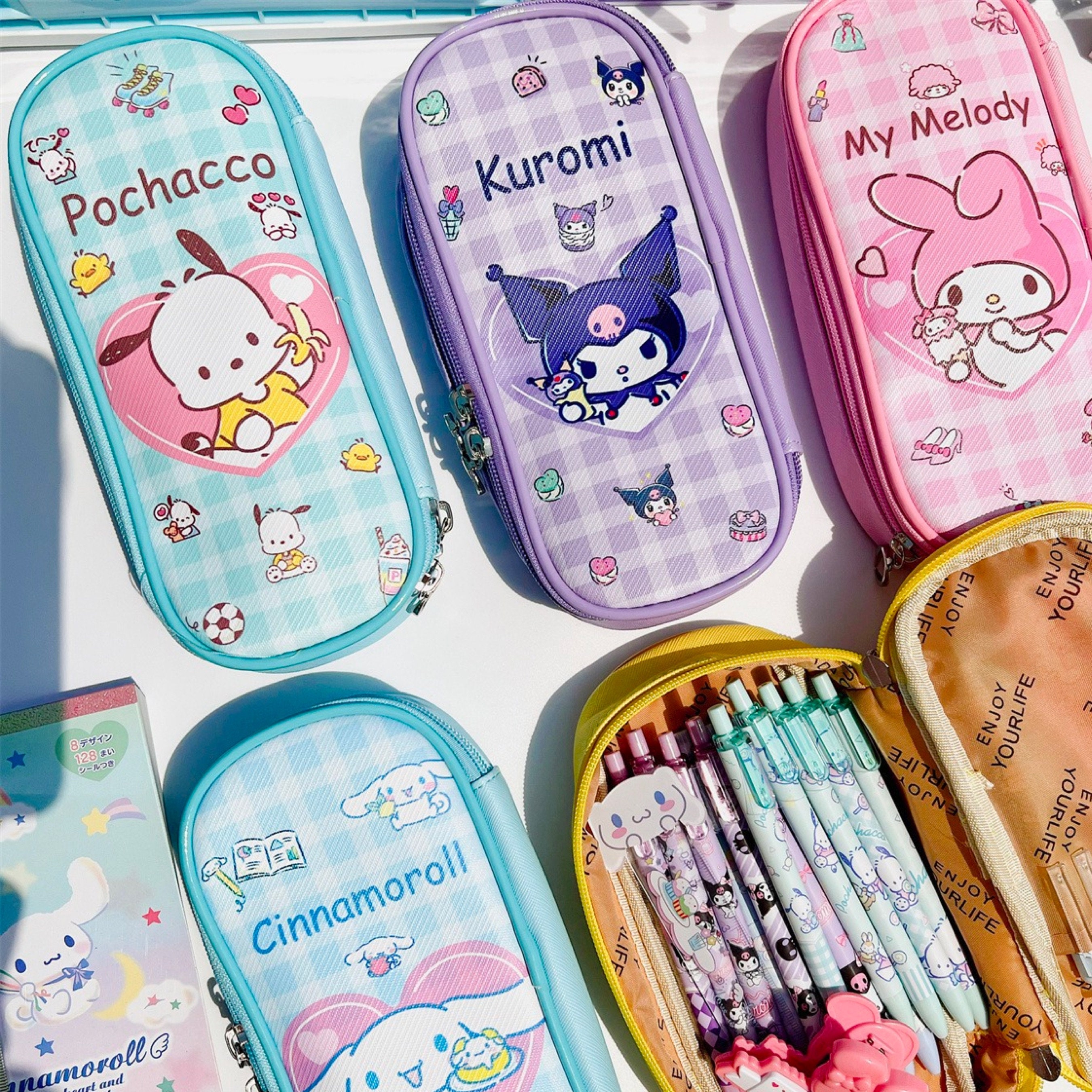 Kawaii Sanrio Hello Kitty Kuromi Cinnamoroll Pencil Case High