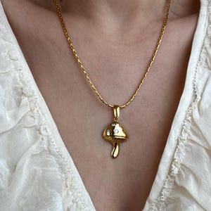 Gold Mushroom Charm Necklace, Layering Necklace, Gift For Girlfriend, Y2k Jewelry, Trendy Jewelry, Aesthetic Jewelry, Mushroom Pendant