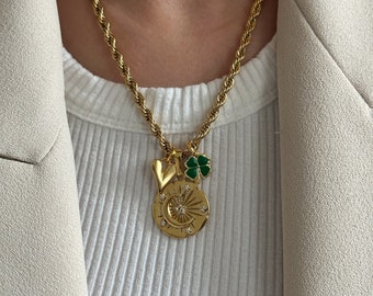 Mutli Charm Necklace, Moon And Star Necklace, Heart Necklace, Layering Necklace, Gift For Bestfriend