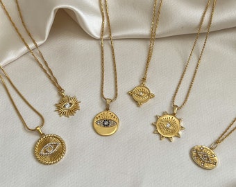 Evil Eye Charm Necklace, Layering Necklace, Dainty Necklace, Evil Eye Pendant Necklace, Gold Filled Evil Eye Necklace, Protection Jewelry