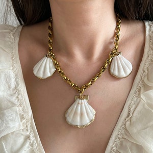Sea Shell Necklace, Natural Clam Shell Charms Necklace, Multi Charm Necklace, Mermaid Core, Summer Jewelry For Women, Festive Jewelry