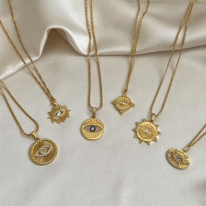 Evil Eye Charm Necklace, Layering Necklace, Dainty Necklace, Evil Eye Pendant Necklace, Gold Filled Evil Eye Necklace, Protection Jewelry