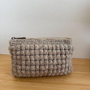 Crochet Makeup Bag, Knitted Clutch Bag, Crochet Bobble Bag, Handmade Bag, Crochet Cosmetic Bag, Zip Pouch Bag, Handmade Gift For Her