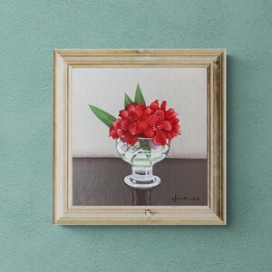 Original Oil Painting – Flower Still Life – Contemporary Realism – Unframed 19x19cm Fine Art – Handmade by Inma Jimenez