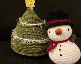 Christmas Tree and Snowman decor Amigurumi