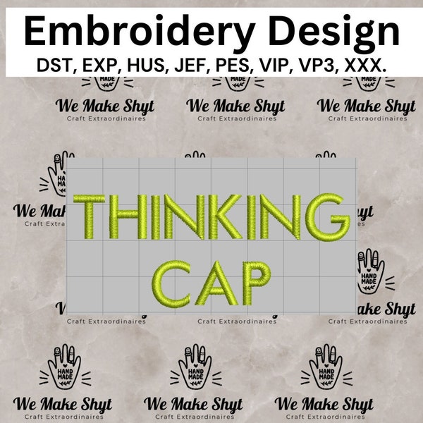 Thinking Cap embroidery design