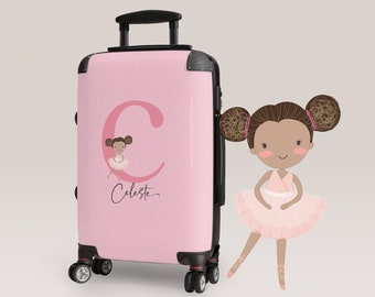 Personalized Ballerina Suitcase for Girl Pink Ballet Luggage Custom Gift Name & Initial, Balletcore Gift, Kids Travel Gift for Ballerina