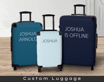 Suitcase Customized with Text, 22 inch Carryon Personalized Gift for Men, Large Checked Luggage with Wheel, Custom Travel Gift for Dad