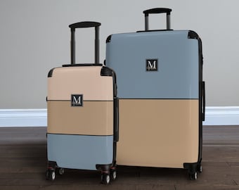 Personalized Monogram 2-piece Luggage Set - 22 inch Carry-On + 31 inch Check Suitcase Set - Hardside Spinner Luggage Custom Name Travel Gift