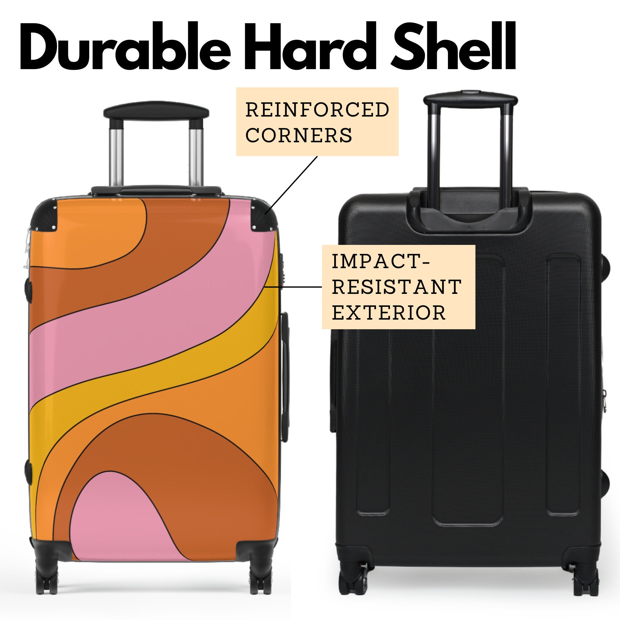 Hard Shell Spinner Suitcase Cabin Luggage Checked Luggage Etsy