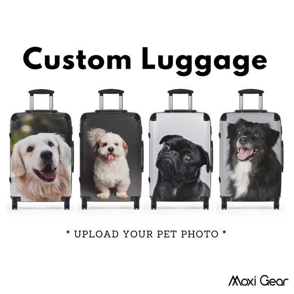 Custom Pet Photo Luggage Personalized Suitcase with Pet Picture Custom Luggage for Dog Owner Custom Carry-On Custom Travel Gift Dog Mom Dad
