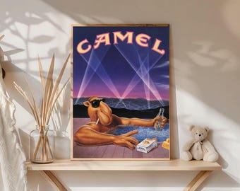 camel cigarette ad 1990 vintage advertising poster art print wall decor living room decor